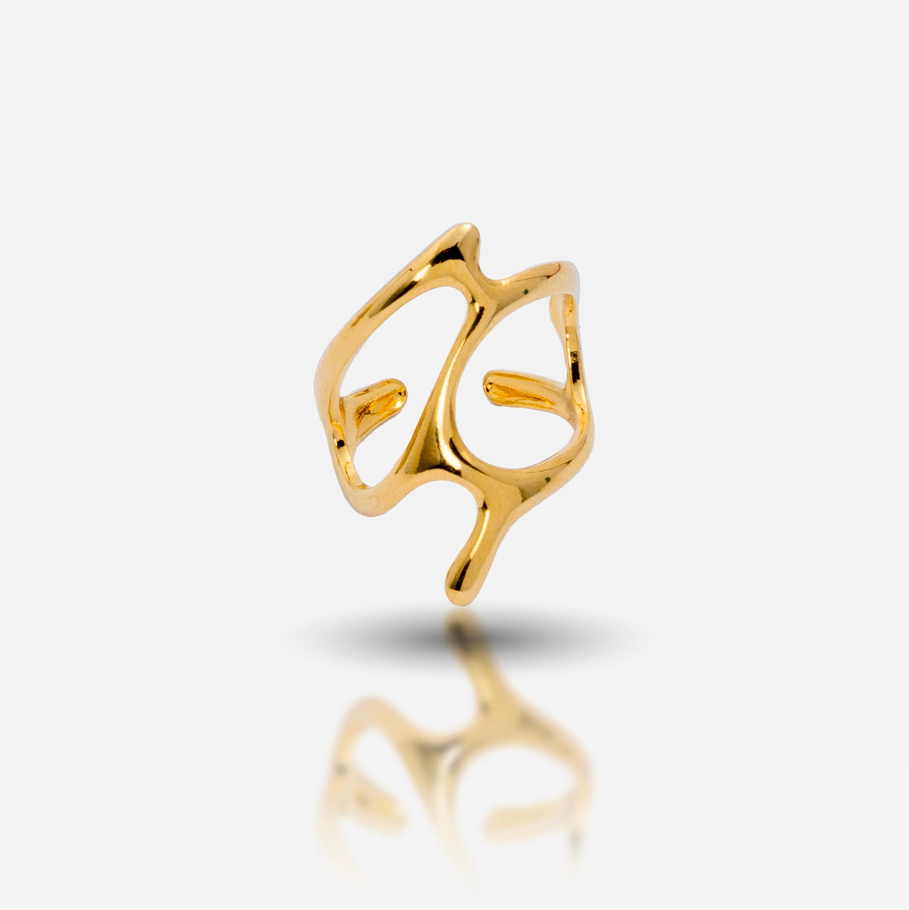  Abstract open 18K gold plated ring
