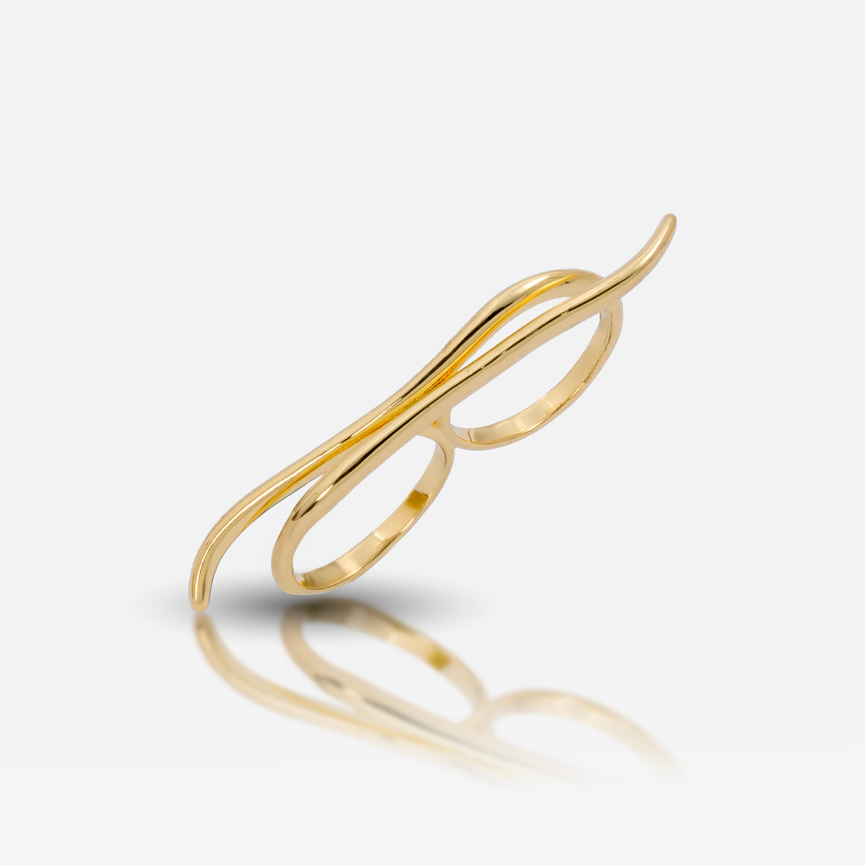 Open curved gold plated stainless steel ring
