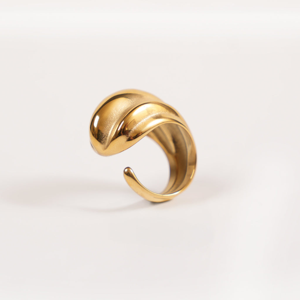 Bold open 18K gold plated ring

