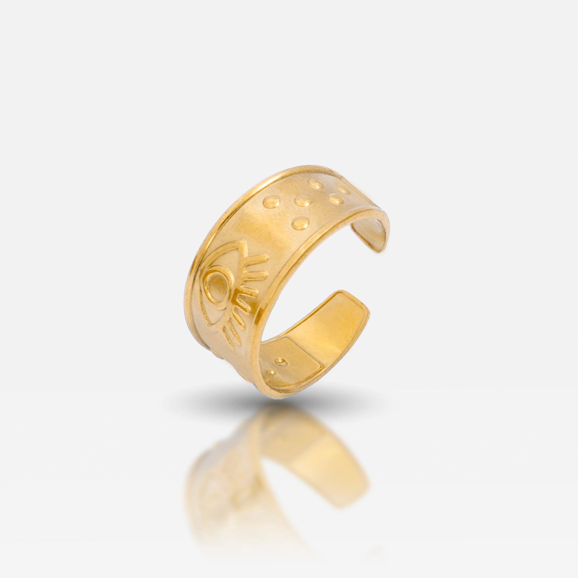 Engraved gold plated stainless steel ring
