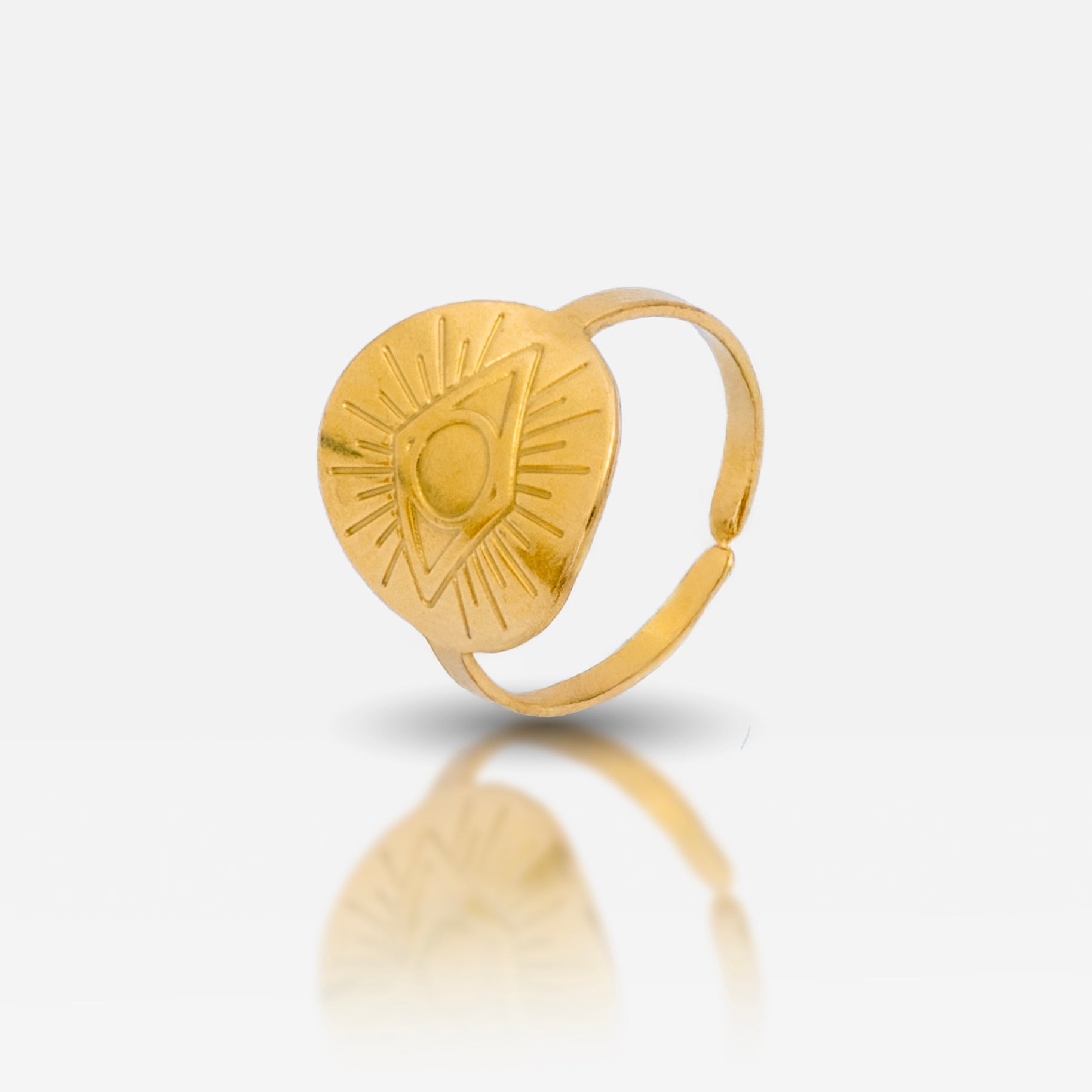  Celestial sun 18K gold plated signet ring
