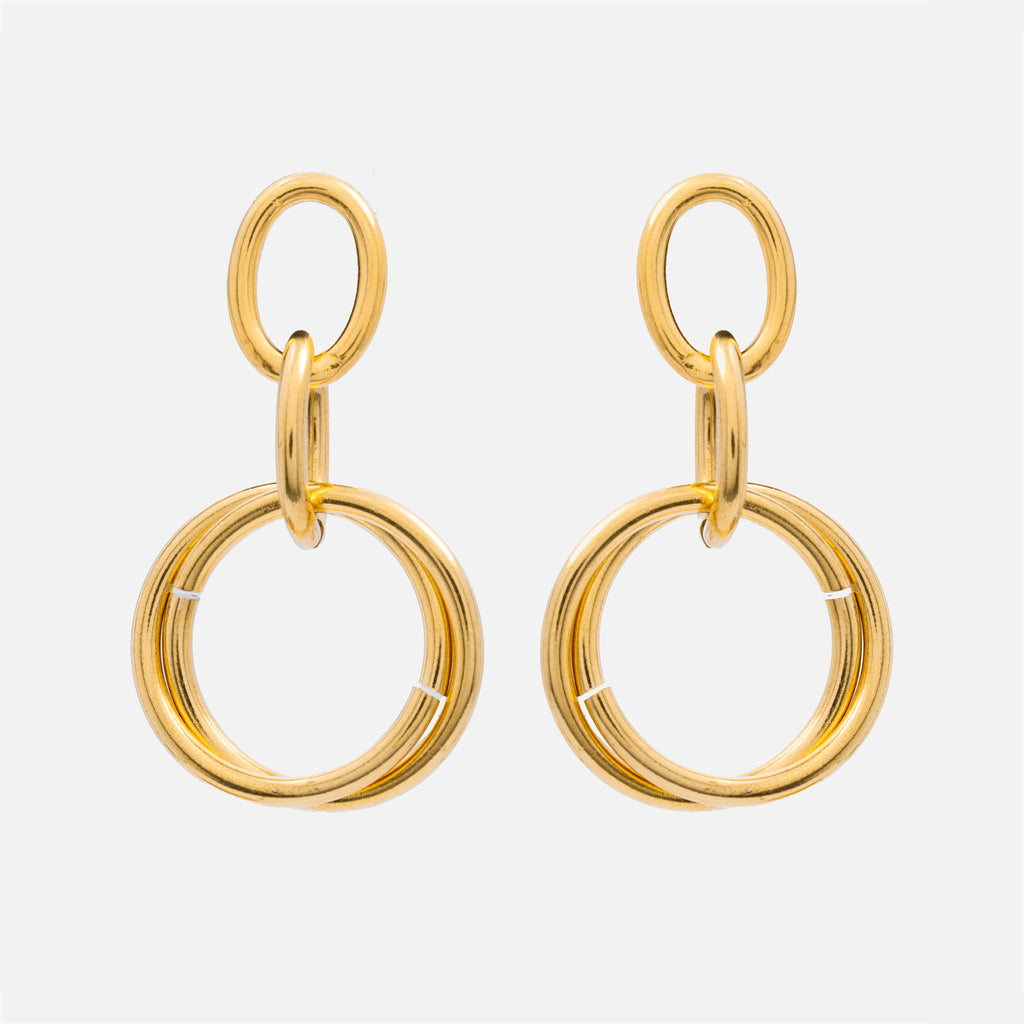 Double hoop 18K gold plated earrings
