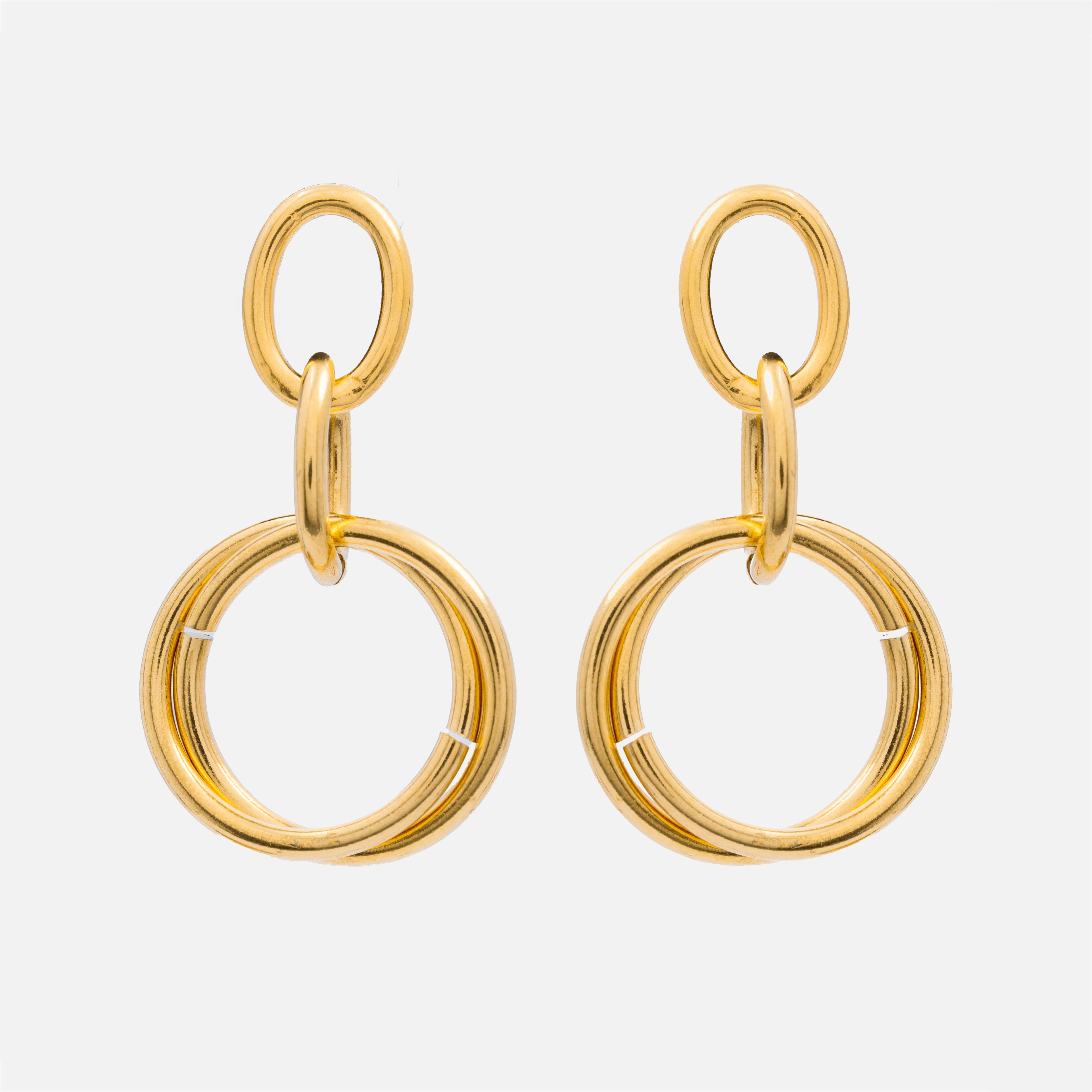 Double hoop 18K gold plated earrings
