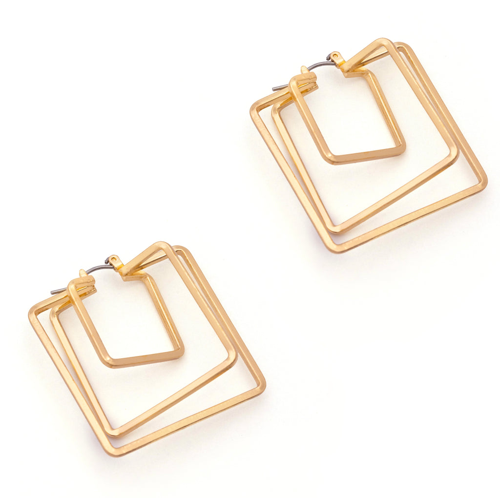 Waterproof tarnish free square hoop earrings

