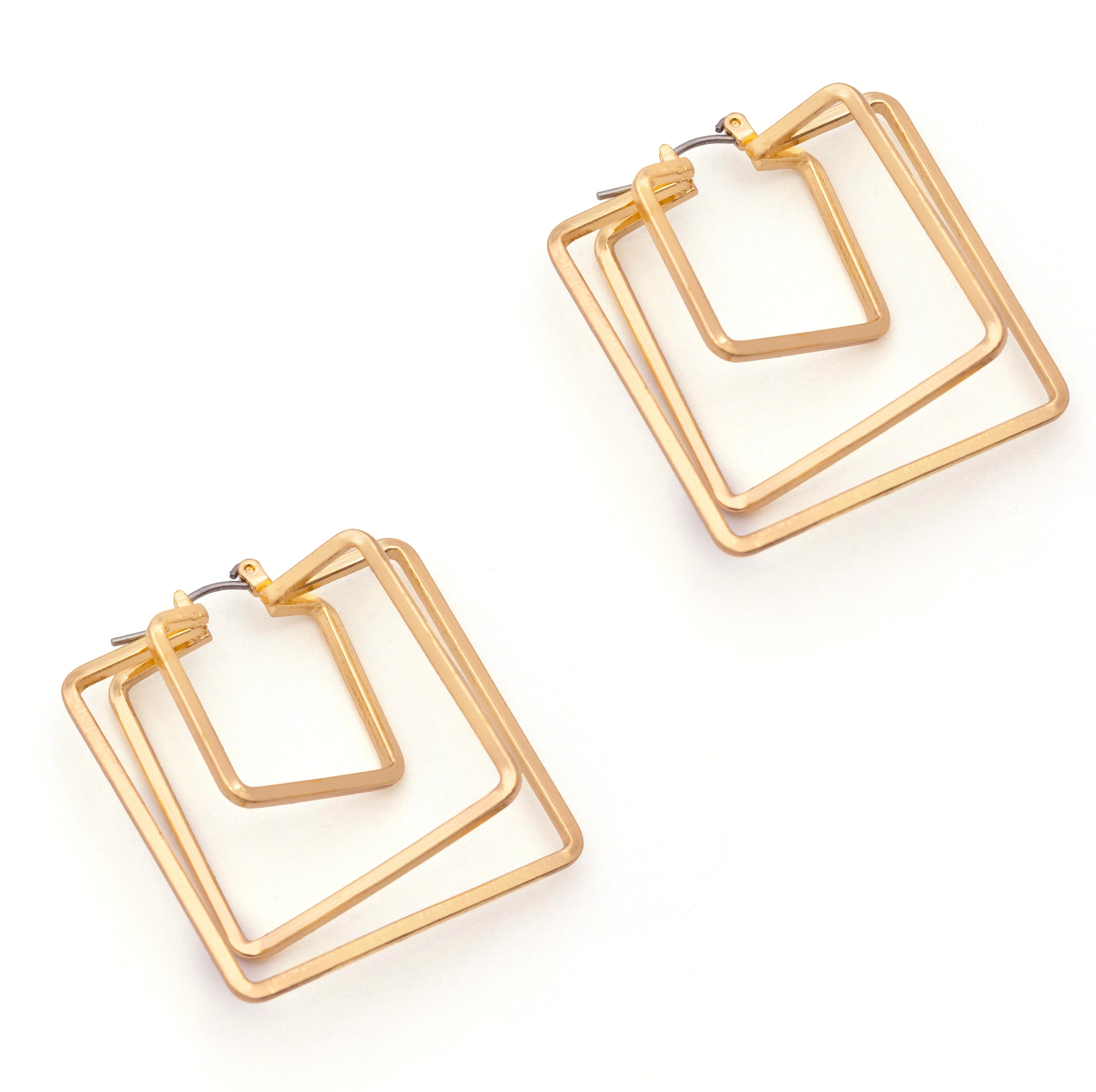 Waterproof tarnish free square hoop earrings
