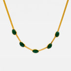 Waterproof gold necklace with green stones