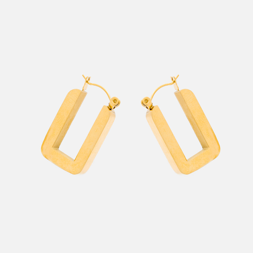 Rectangular gold plated stainless steel earrings
