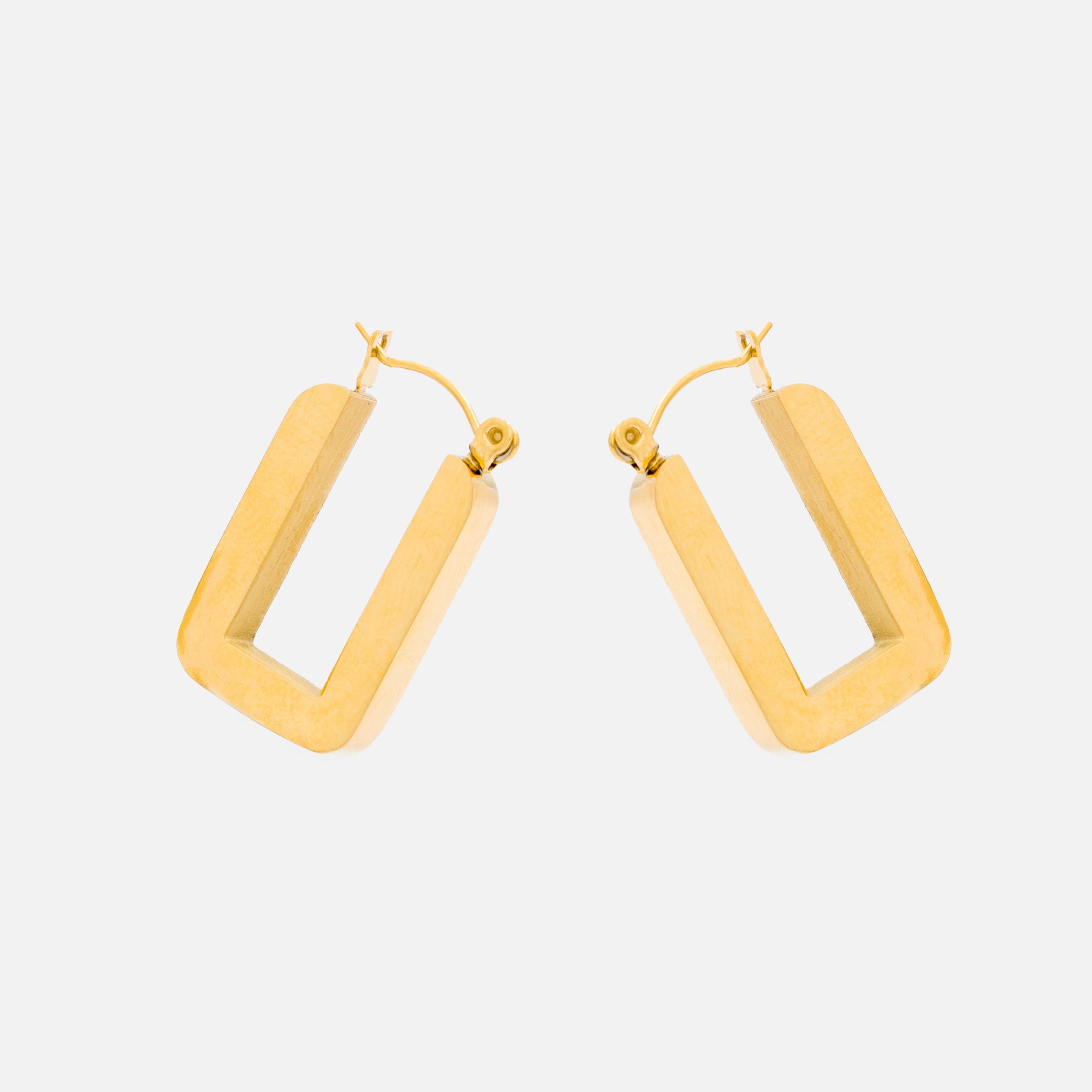 Rectangular gold plated stainless steel earrings
