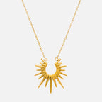 Gold sun pendant necklace for women