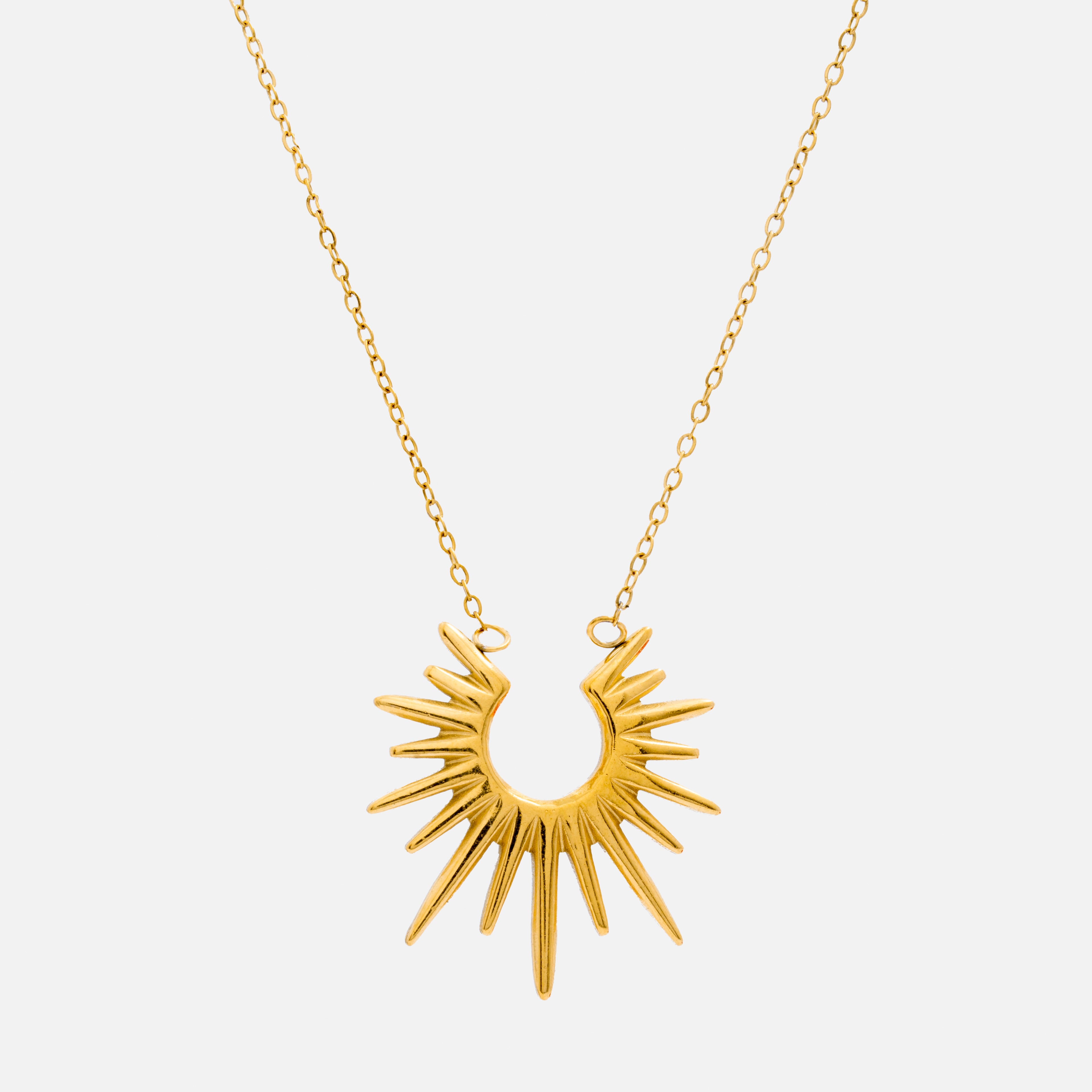 Gold sun pendant necklace for women