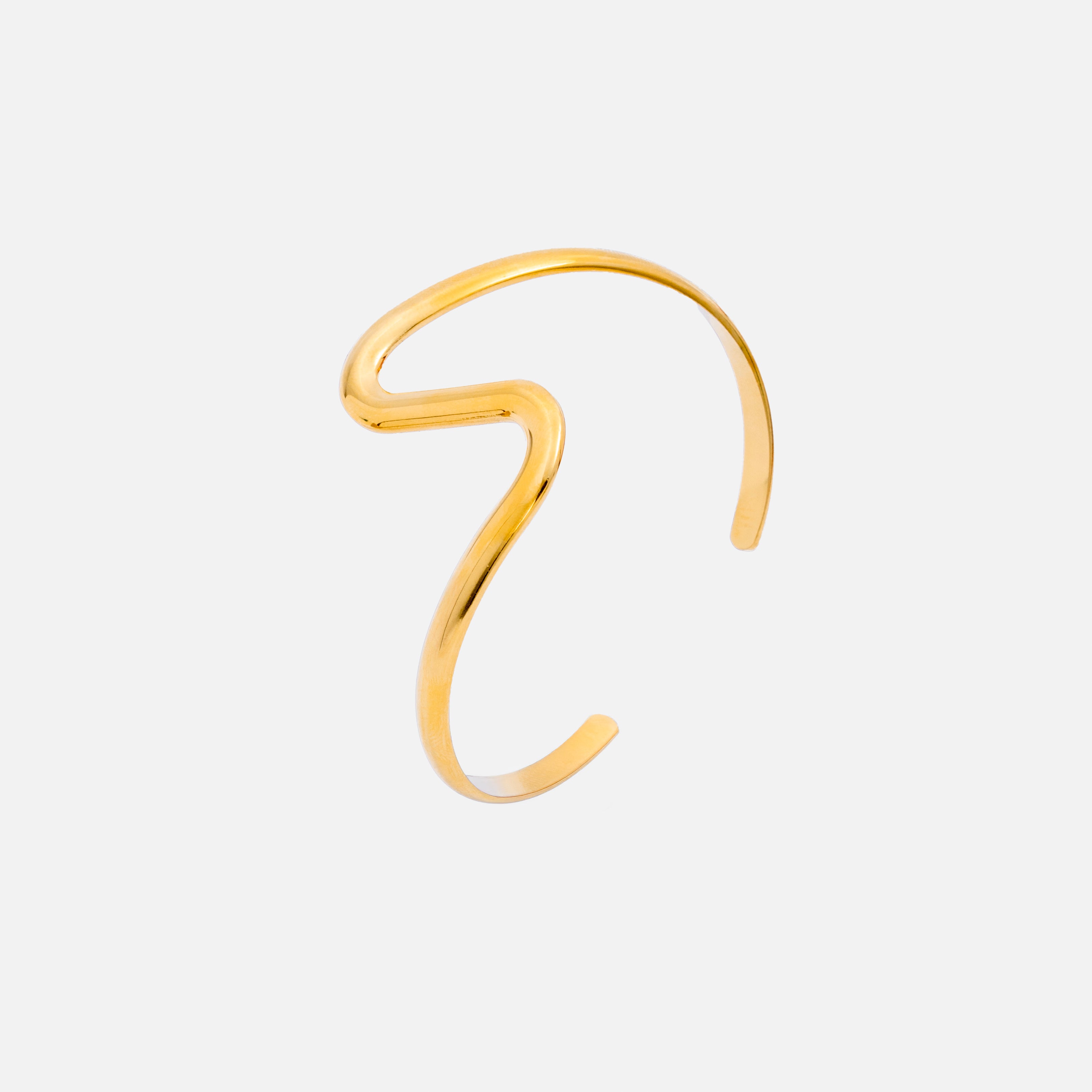 Minimal abstract 18K gold plated cuff bracelet
