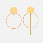 Minimal circle 18K gold plated drop earrings
