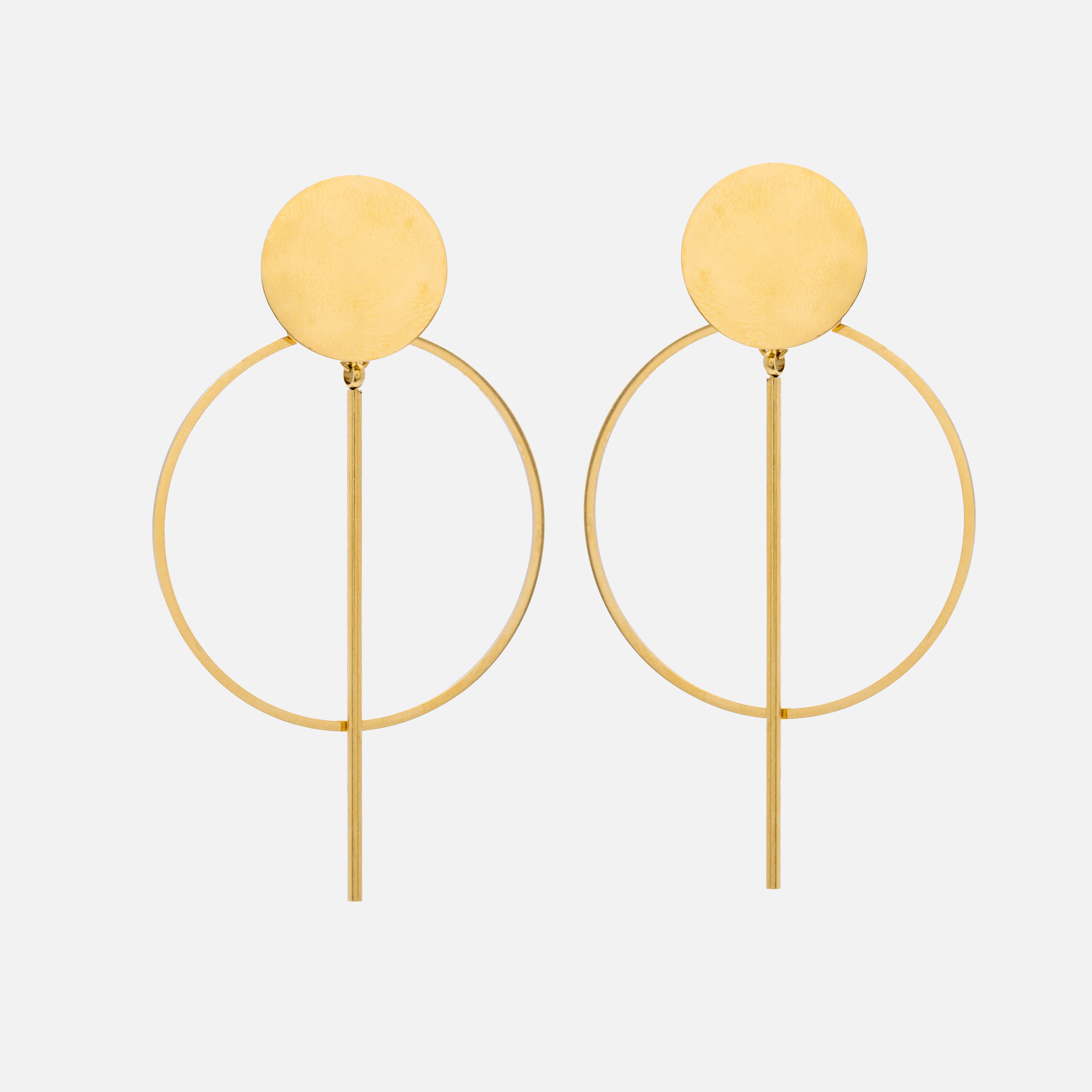 Minimal circle 18K gold plated drop earrings
