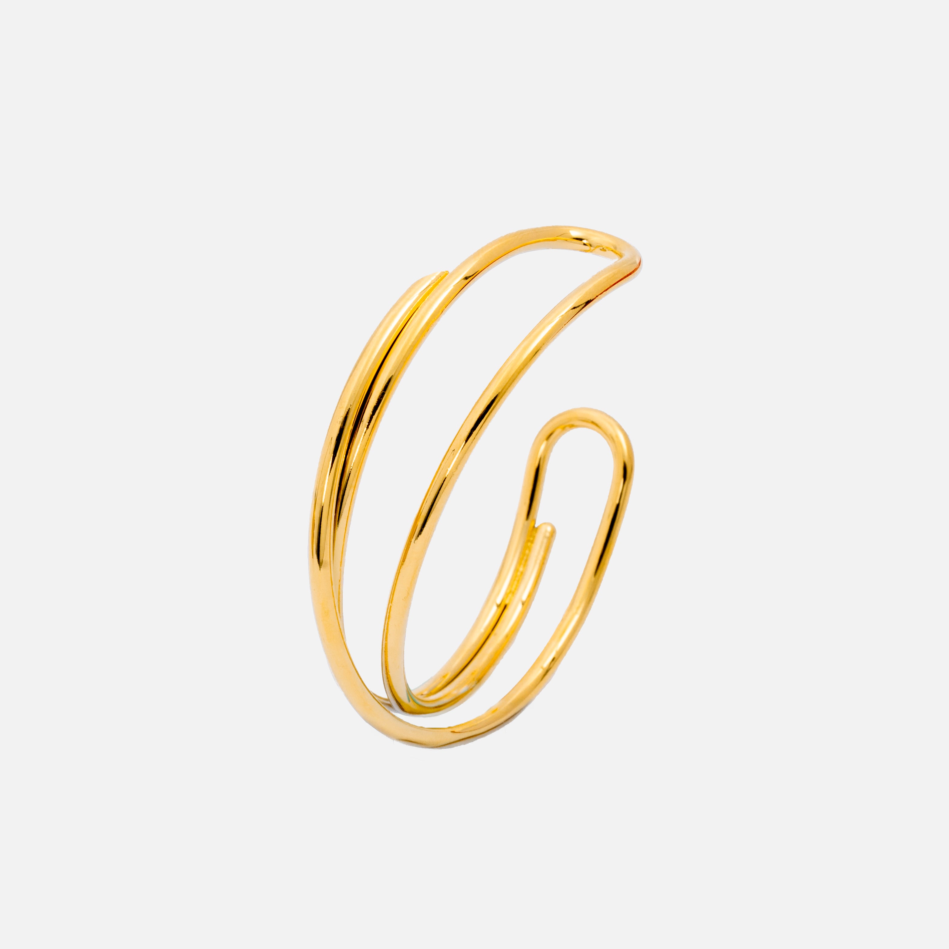 Abstract gold plated stainless steel bangle
