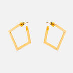Minimal 18K gold-plated geometric square earrings made of stainless steel, waterproof, tarnish-free, hypoallergenic jewelry
